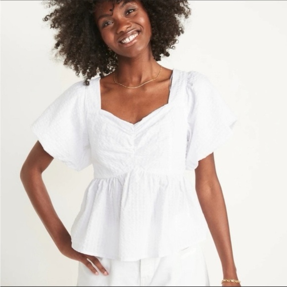 Old Navy White Puff Sleeve Blouse